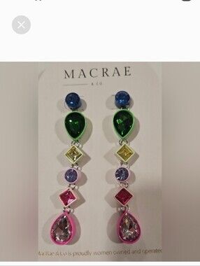 ✨️NWT MacRae & Co. Multicolor Crysta💜l Drop Earrings/ Stunning Earrings ✨️💓
